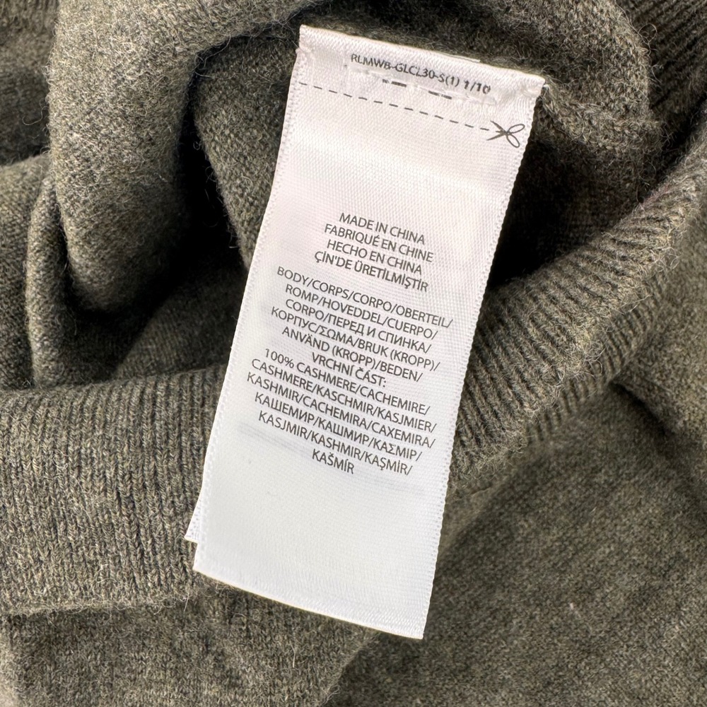 Polo Ralph Lauren Sweater Mens XXL Olive Green Washable Cashmere Quarter Zip - Picture 7 of 8